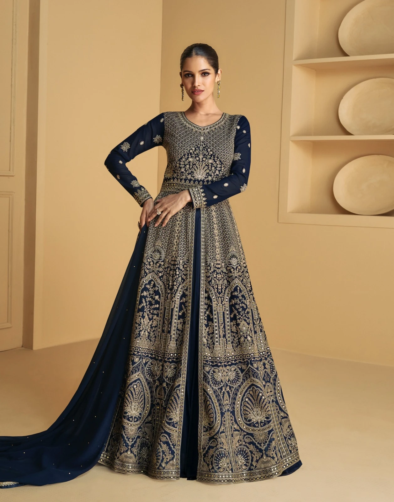 Aashirwad Tareef Real Georgette Wholesale Partywear Gown with Dupatta Catalog — Wholesale Salwar Suits, Aashirwad Creation wholesale from Surat - Gallery Image 2
